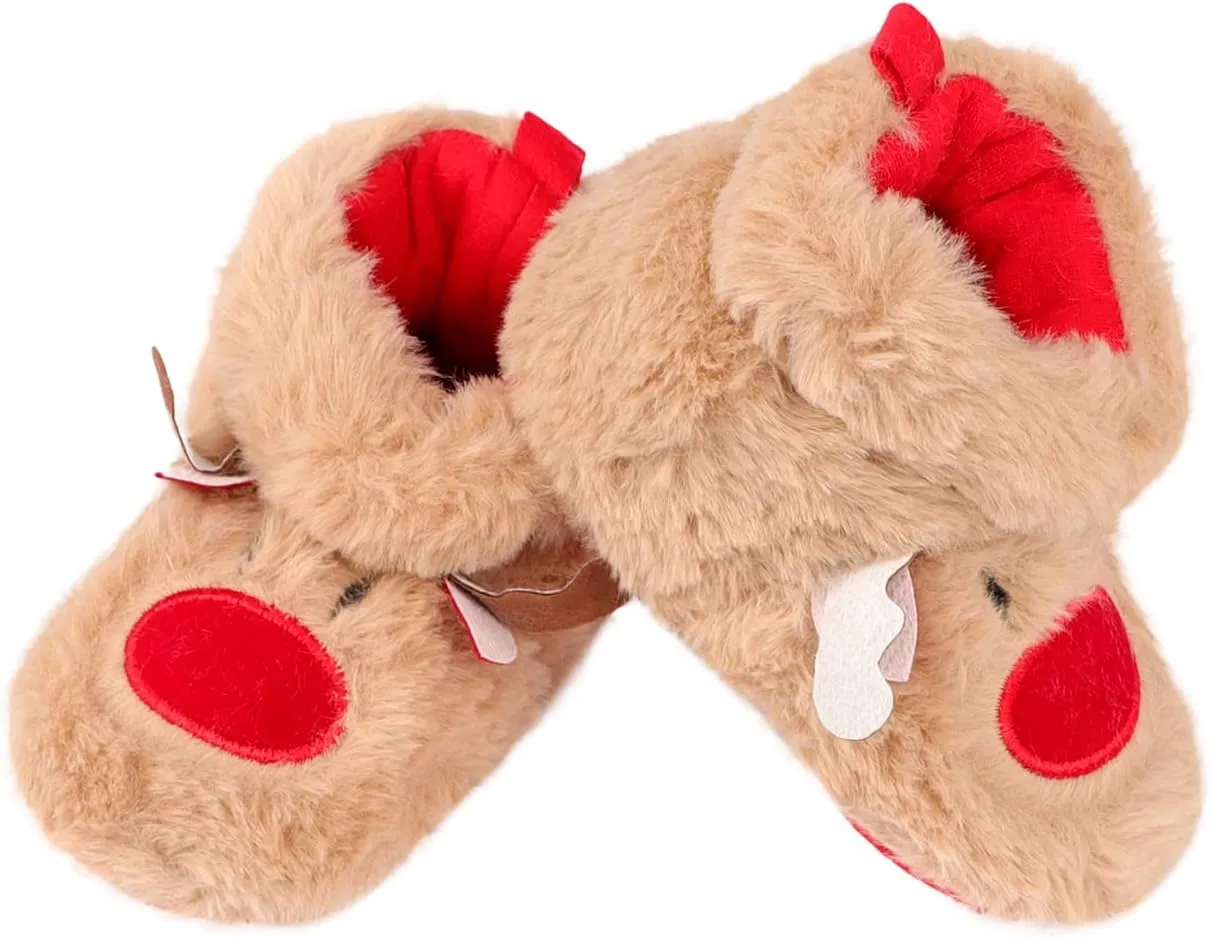 Winter Warm Baby Walking Shoes, Plush Cozy Baby Booties Non-skid Baby Sock Shoes Soft Soles for Infant Toddler Newborn Birthday Xmas Christmas Gift