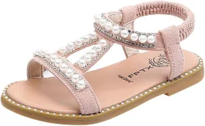WUAI Kids Baby Girls Summer Sandals Fashion Boho Princess Flat Shoes Crystal Beach Roman Sandals 1-6Years