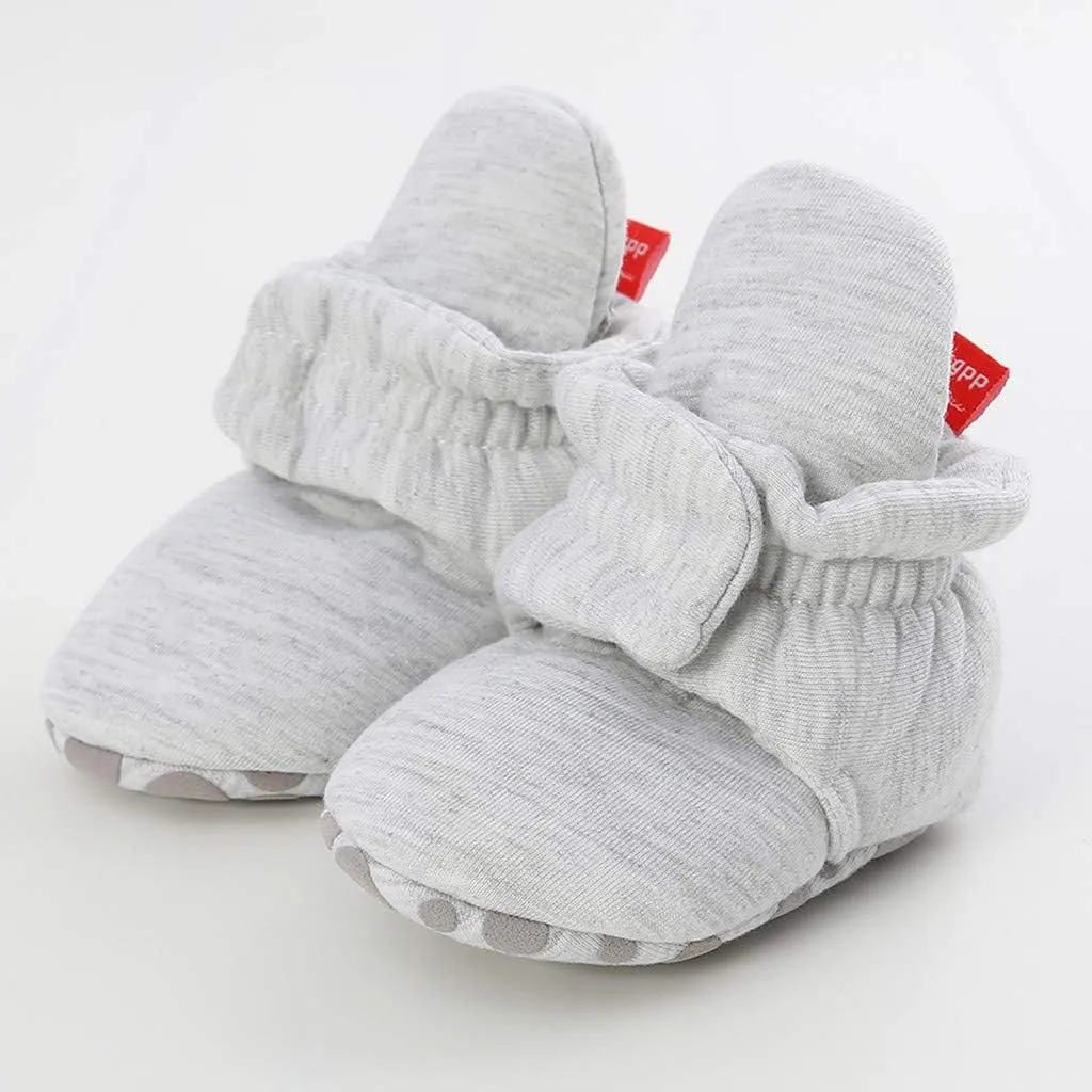 WUAI Newborn Infant Baby Girls Boys Cotton Booties Soft Sole Slippers Shoes Non-Skid Sock Boots Grippers As Gift