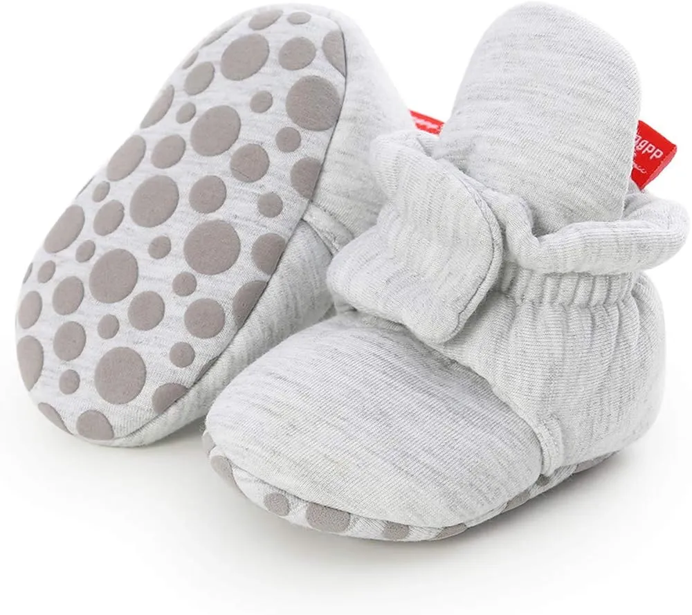 WUAI Newborn Infant Baby Girls Boys Cotton Booties Soft Sole Slippers Shoes Non-Skid Sock Boots Grippers As Gift