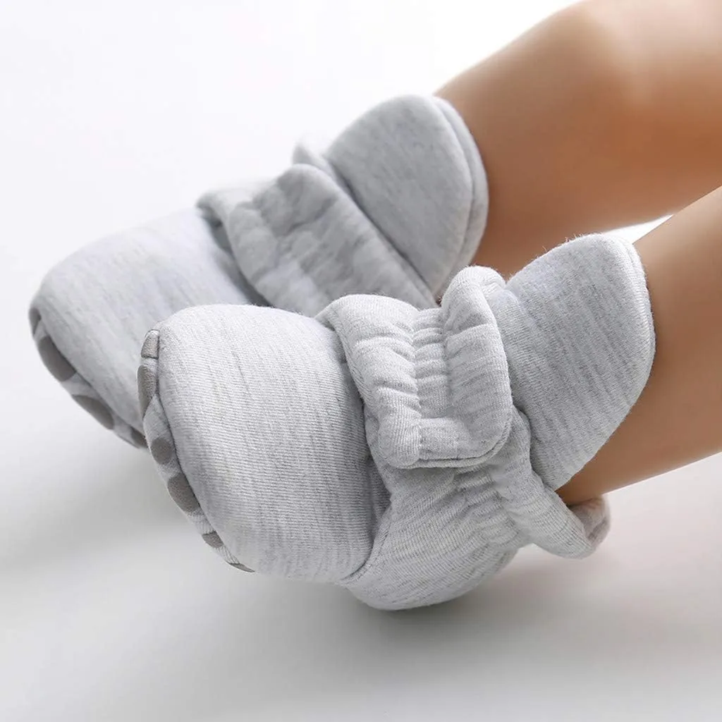 WUAI Newborn Infant Baby Girls Boys Cotton Booties Soft Sole Slippers Shoes Non-Skid Sock Boots Grippers As Gift
