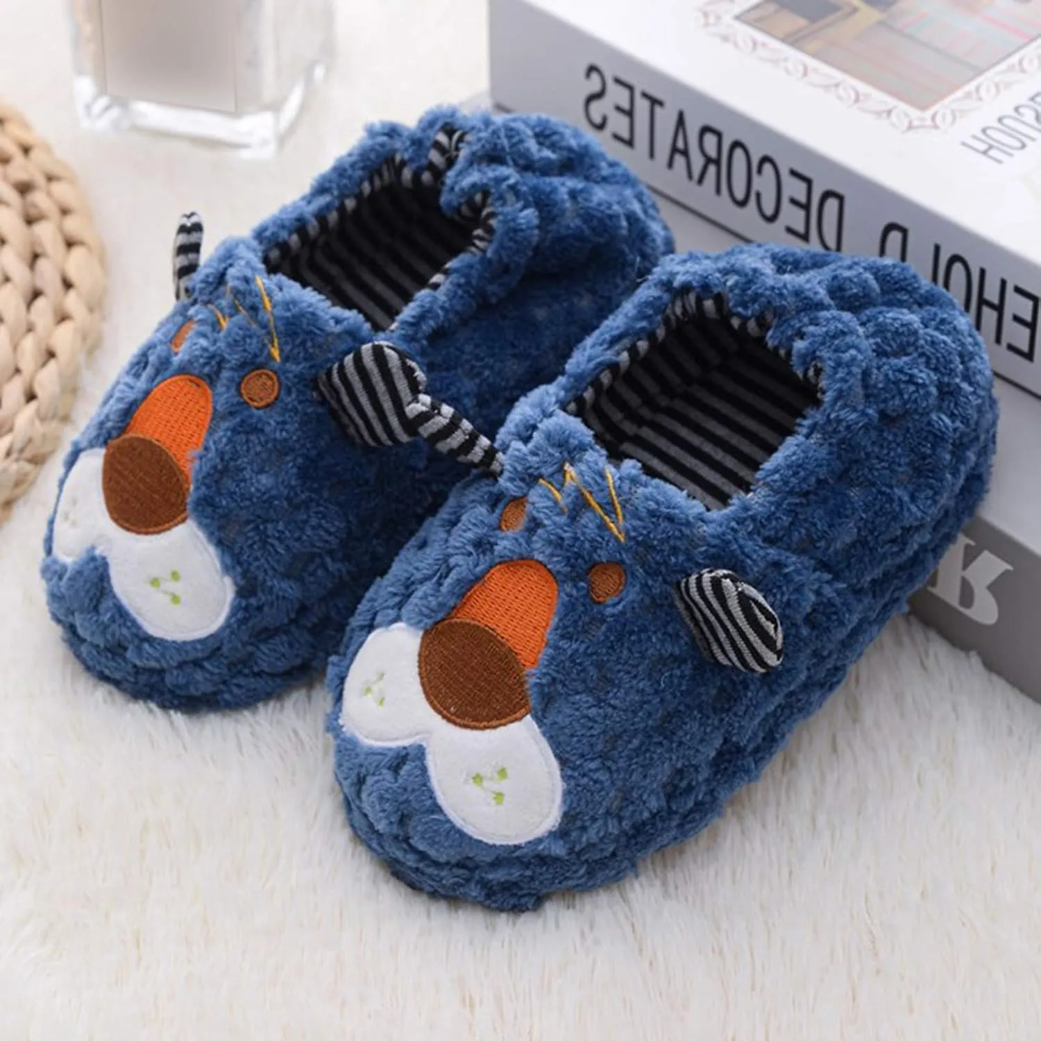 XIMIN Toddler Kids Baby Warm Shoes Boys Girls Cartoon Soft-Soled Slippers Soft Sole Anti-slip Slippers Lightweight Shoes