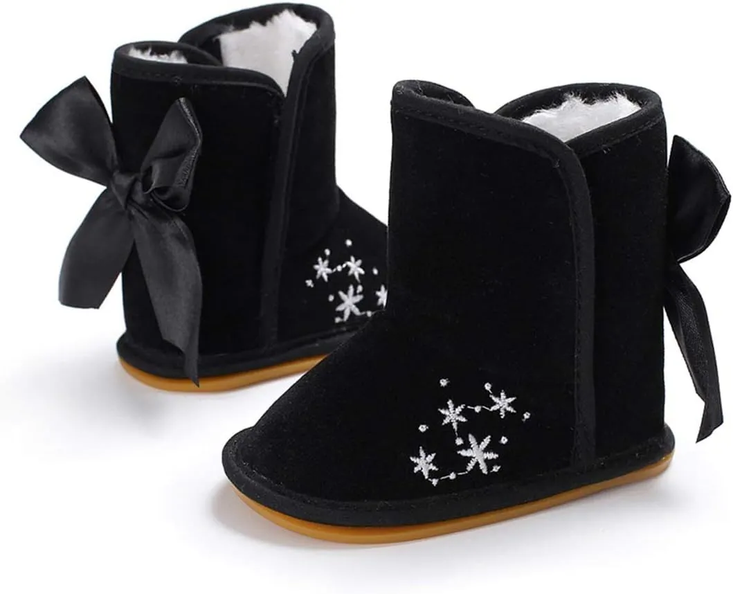 YIBLBOX Baby Infant Premium Soft Sole Anti-Slip Snow Boots with Bow Warm Winter Shoes Toddler Booties