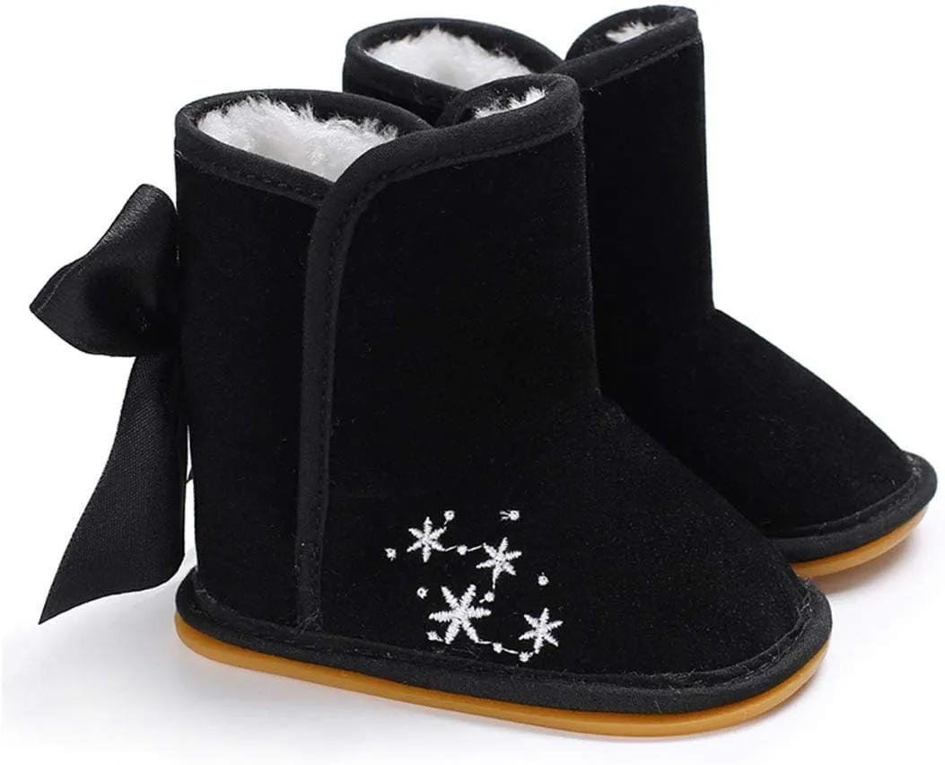 YIBLBOX Baby Infant Premium Soft Sole Anti-Slip Snow Boots with Bow Warm Winter Shoes Toddler Booties