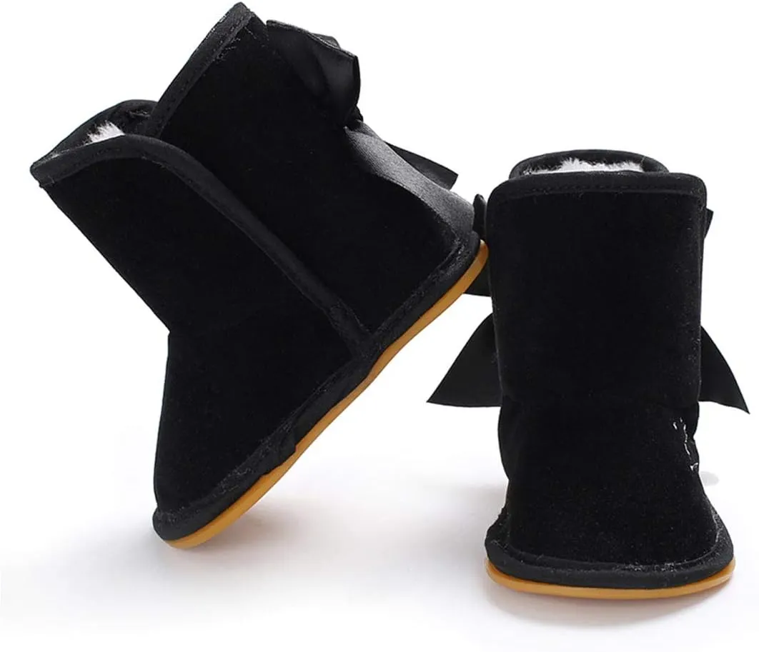 YIBLBOX Baby Infant Premium Soft Sole Anti-Slip Snow Boots with Bow Warm Winter Shoes Toddler Booties