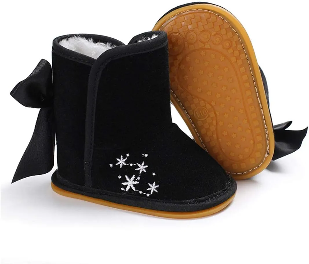 YIBLBOX Baby Infant Premium Soft Sole Anti-Slip Snow Boots with Bow Warm Winter Shoes Toddler Booties