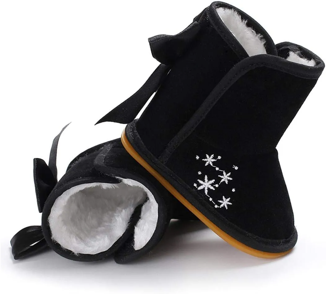 YIBLBOX Baby Infant Premium Soft Sole Anti-Slip Snow Boots with Bow Warm Winter Shoes Toddler Booties